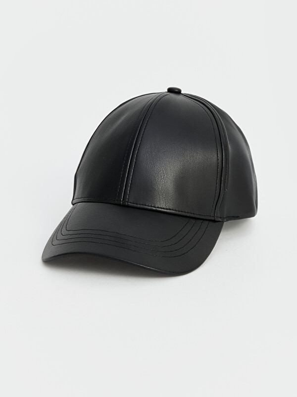 LCW ACCESSORIES Faux Leather Men's Cap Hat