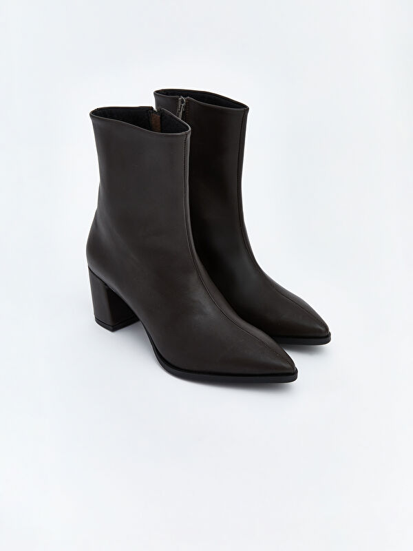 LCW STEPS Zippered Women's Pointed Toe Chunky Heel Boot