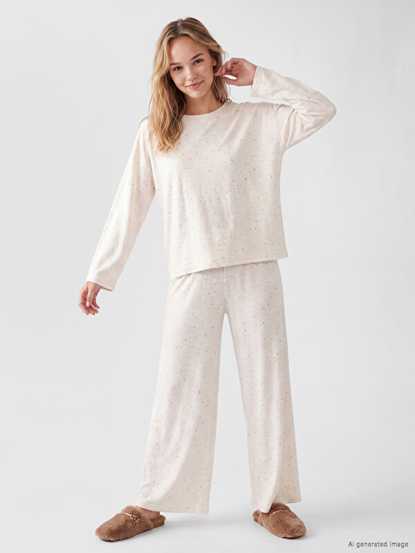LCW DREAM Crew Neck Patterned Women's Pyjamas Set