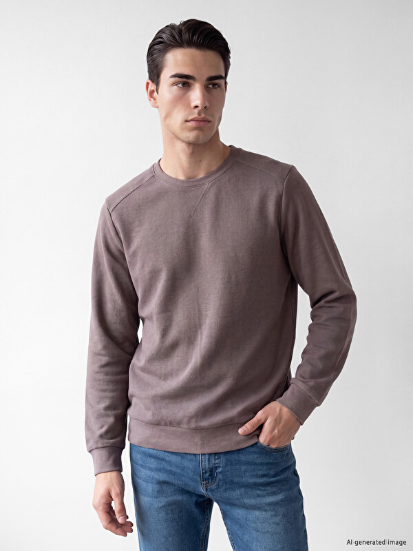 LCWAIKIKI Classic Man Brown Sweatshirt