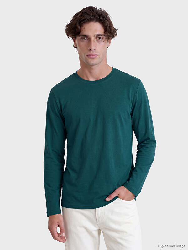 LCWAIKIKI Classic T-shirt me jakë të rrumbullakët dhe mëngë të gjata për burra