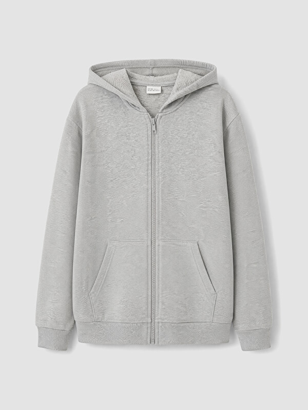 LCW Kids Kapüşonlu Erkek Çocuk Fermuarlı Sweatshirt