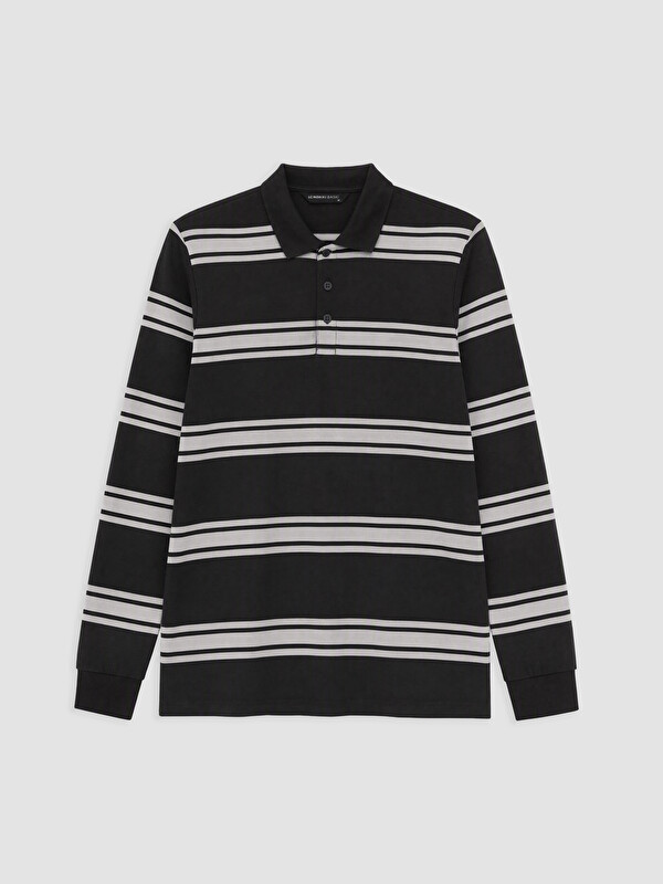 LCWAIKIKI Classic Polo Yaka Çizgili Erkek Sweatshirt