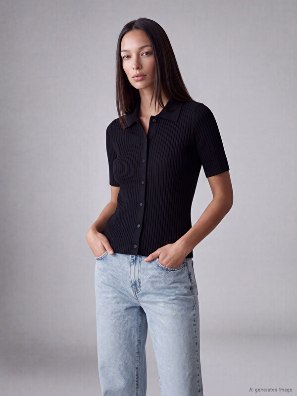 LCW EVERYDAY Polo Collar Women's Knitwear Cardigan