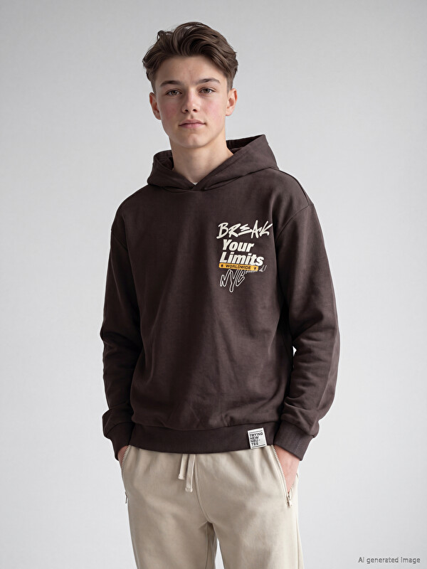 LCW Kids Kapüşonlu Baskılı Erkek Çocuk Sweatshirt