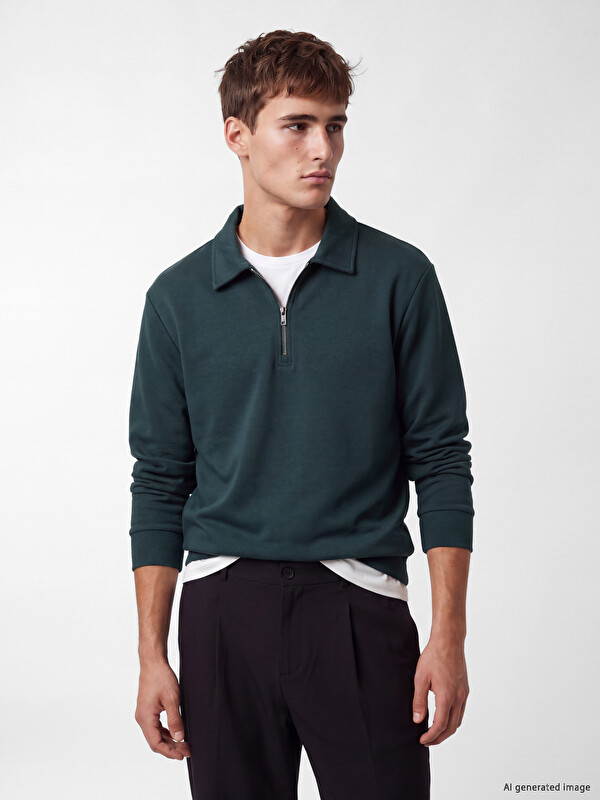 LCW Vision Polo Collar Men's Sweatshirt