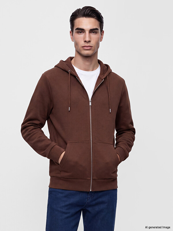 LCWAIKIKI Classic Hooded Men's Zip-Up Sweatshirt