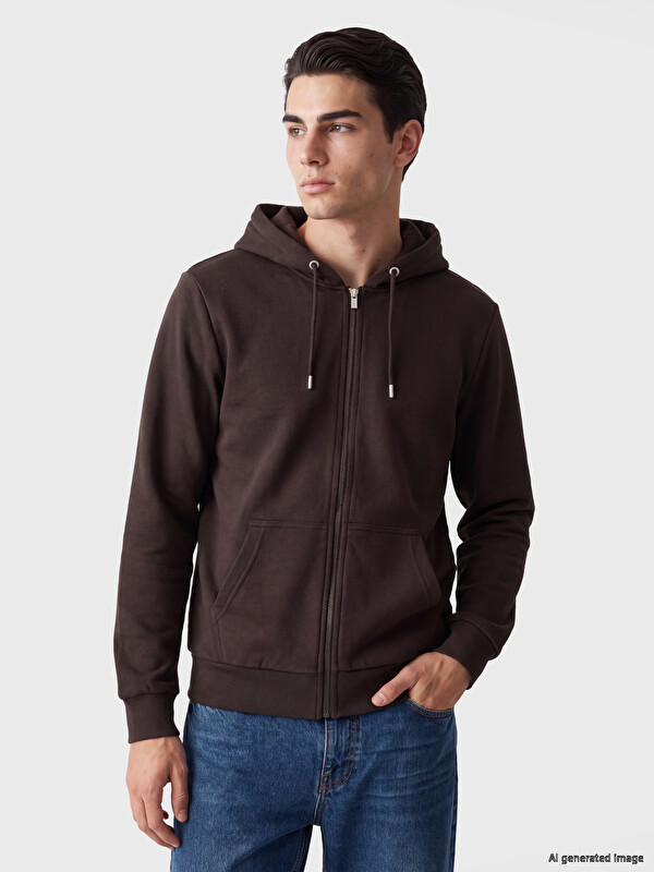 LCWAIKIKI Classic Kapüşonlu Erkek Fermuarlı Sweatshirt