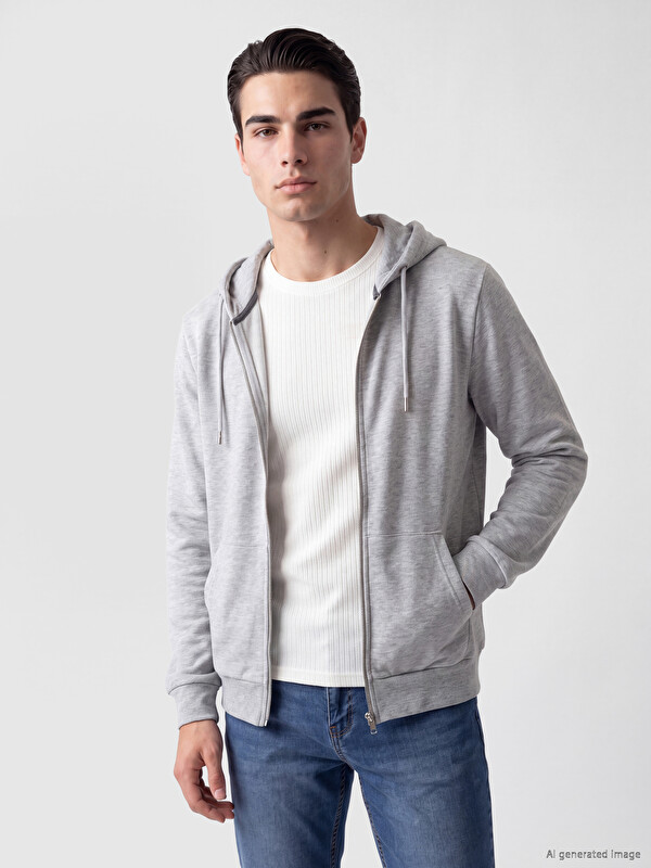 LCWAIKIKI Classic Hooded Men's Zip-Up Sweatshirt