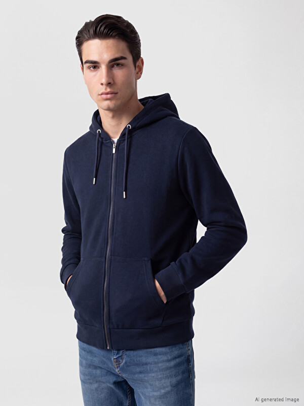 LCWAIKIKI Classic Kapüşonlu Erkek Fermuarlı Sweatshirt