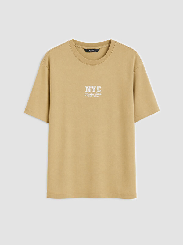 XSIDE Bisiklet Yaka NYC Baskılı Erkek Tişört