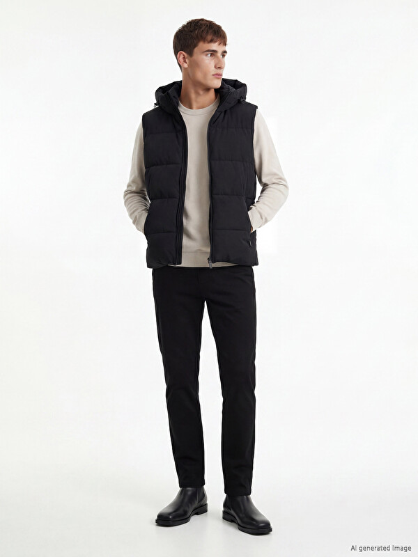 LCW Vision Vestă matlasată bărbătească cu glugă Regular Fit Basic