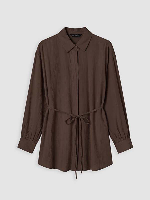 LCW Modest Belted Waist Women's Shirt Tunic
