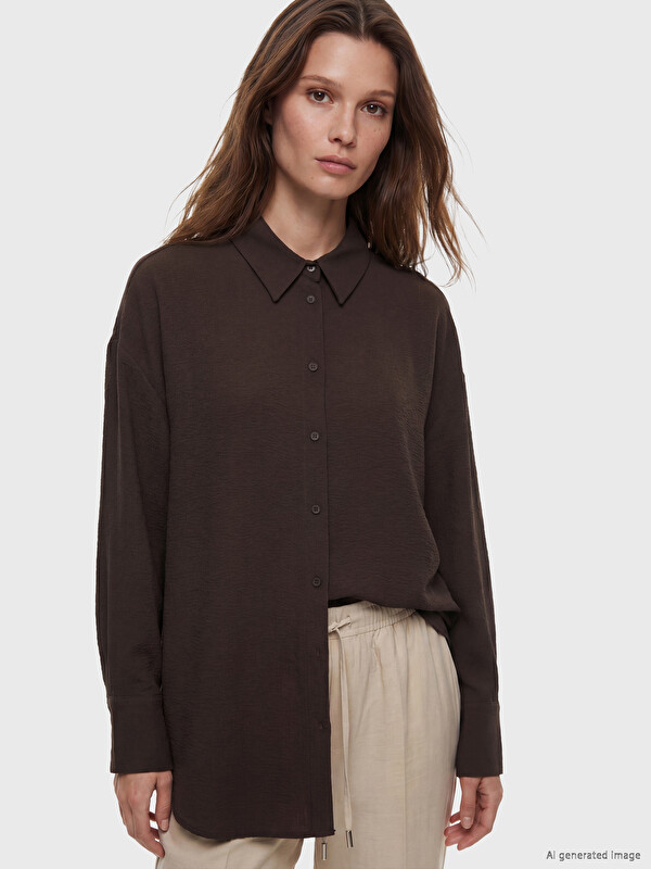 LCW Modest Linen-Look Oversize Women's Shirt