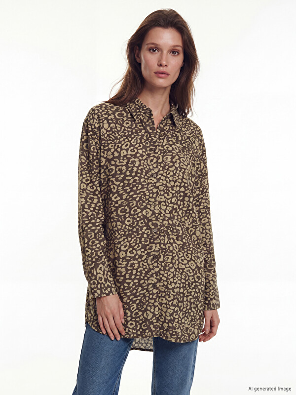 LCW Modest Patterned Women's Shirt Tunic