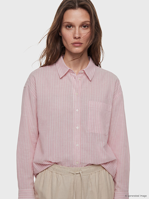 LCW Modest Striped Oversize Poplin Women's Shirt Tunic