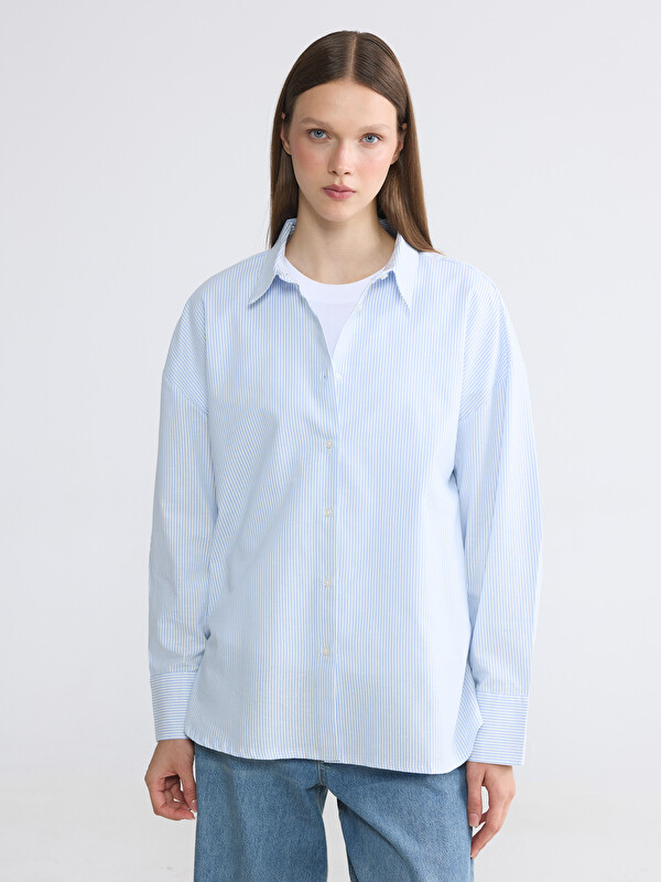 LCW Modest Gestreiftes Oxford Damenhemd