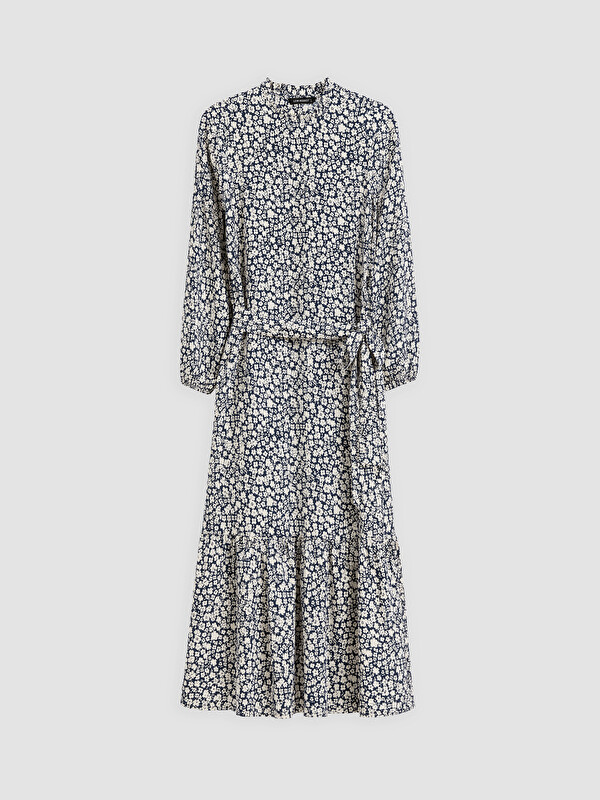 LCW Modest Robe Superposée Froncée à Motif Floral avec Col Officier