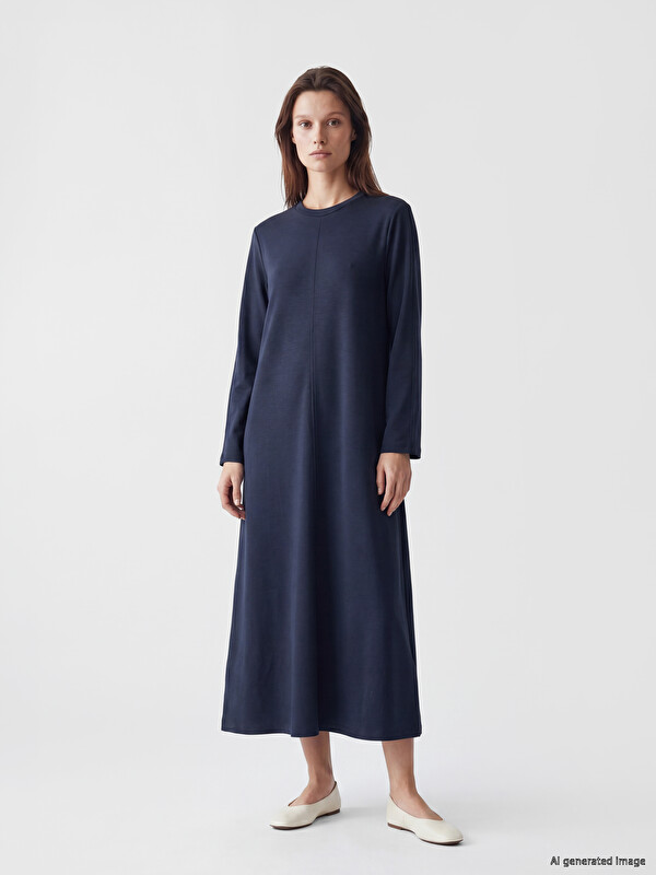 LCW Modest Crew Neck A-line Dress