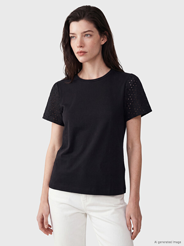 LCW Comfort Embroidered 100% Cotton Women's T-Shirt