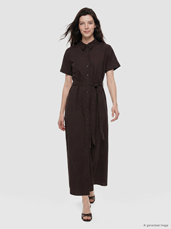 LCW Comfort Shirt Collar Poplin A Cut Dress