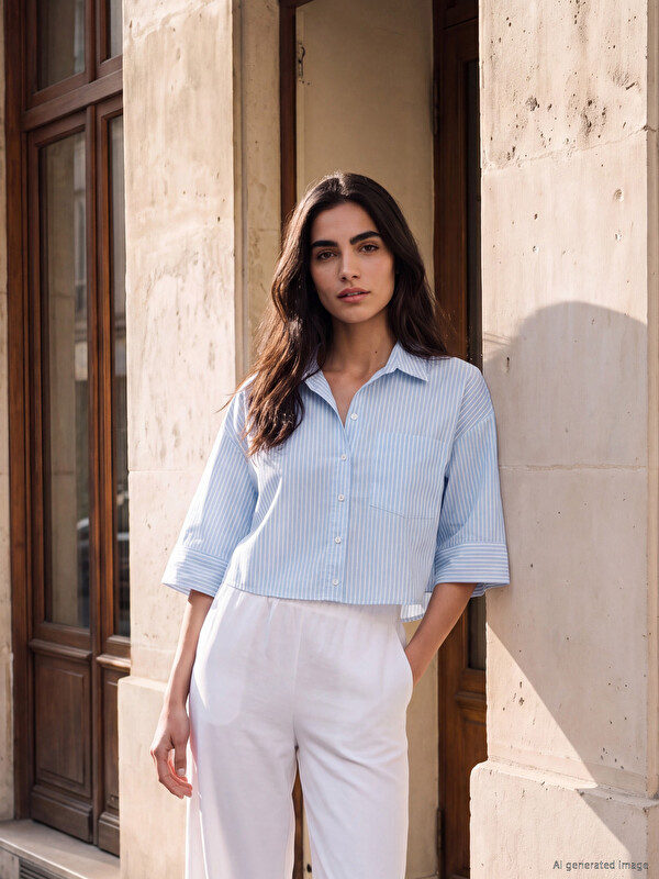 LCW Comfort Striped Oversize Poplin Women's Shirt
