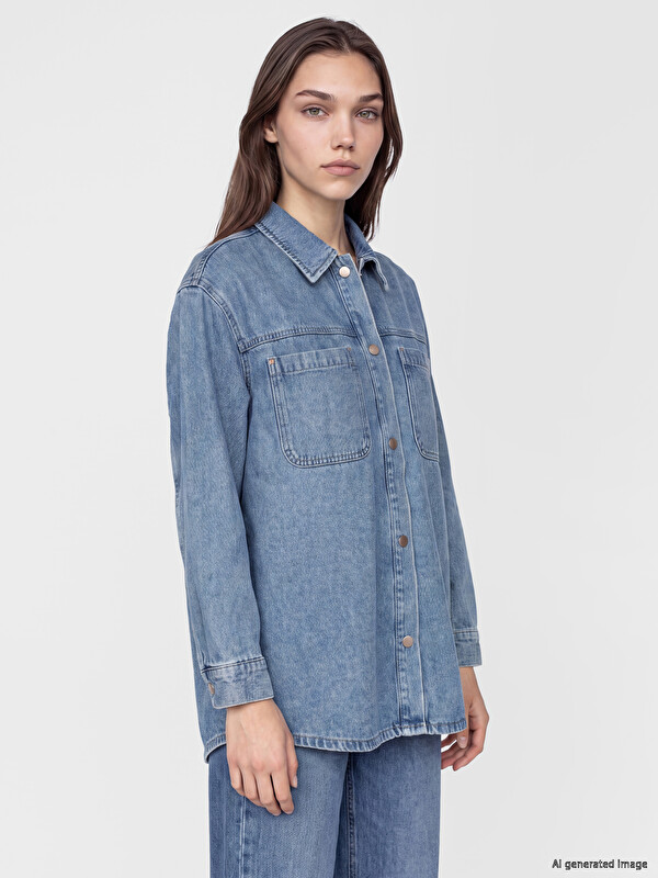LCW Modest Woman Indigo Denim Jacket