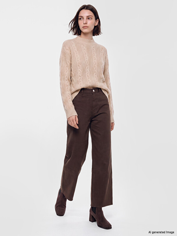 LCW Modest Yüksek Bel Wideleg Fit Kadın Jean Pantolon