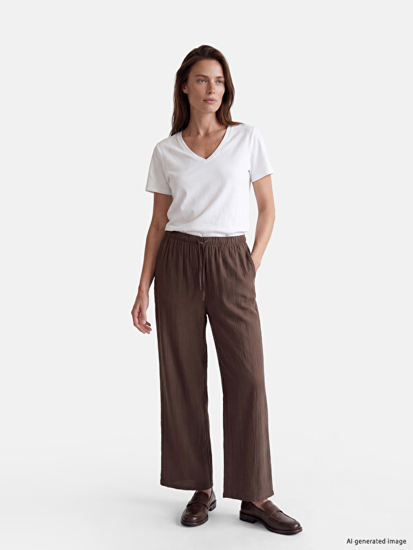 LCW Modest серпімді белдікті кең балақты әйелдер шалбары