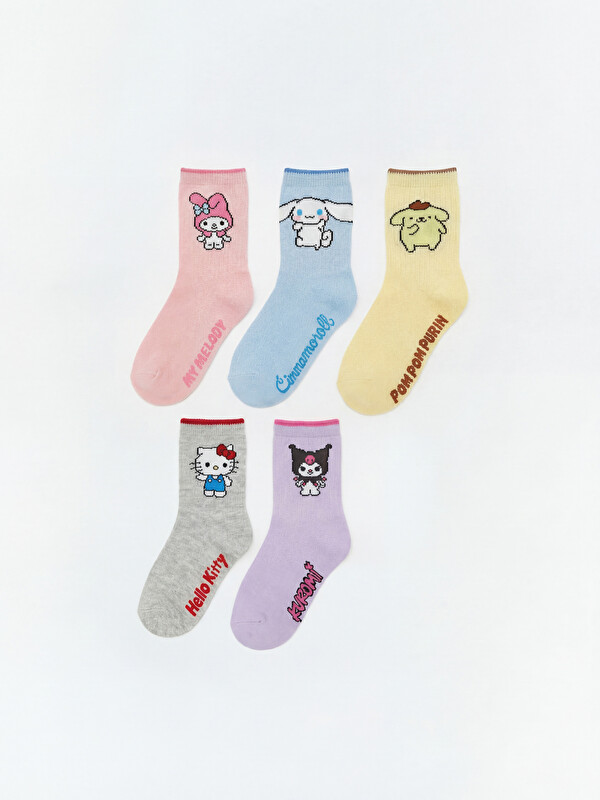 LCW Kids Hello Kitty Lisanslı Kız Çocuk Soket Çorap 5'li