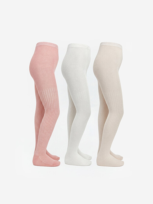 LCW Kids Ribbed Girls' Tights 3-piece