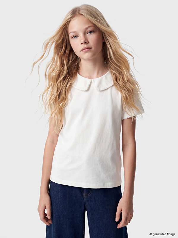 LCW Kids Peter Pan Collar Girls' T-Shirt
