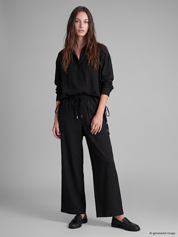 LCW Modest Elastic Waist Wide Leg Women's Trousers