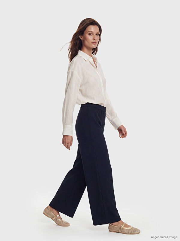 LCW Modest Elastic Waist Women's Crepe Trousers