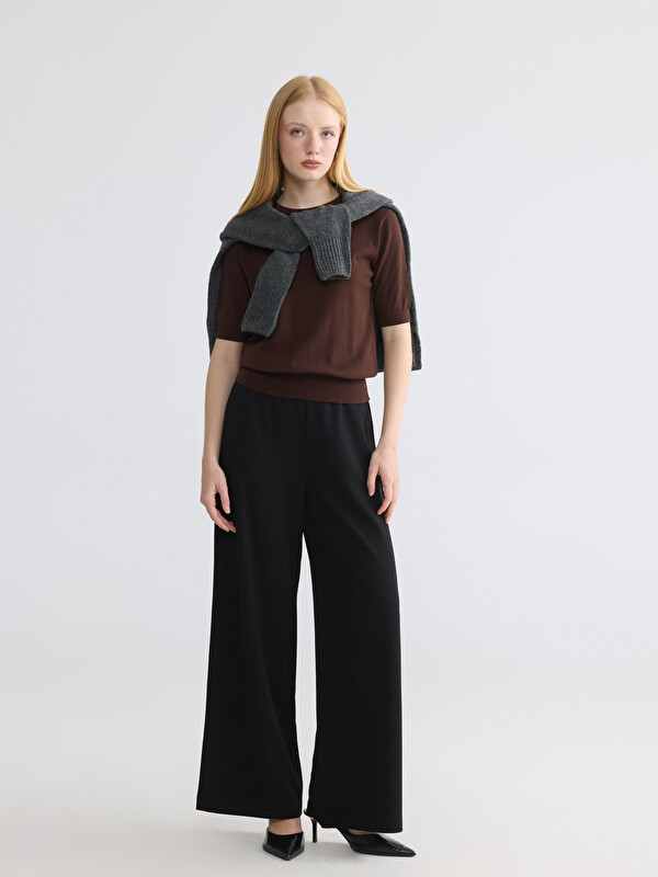 LCW Modest Elastic Waist Women's Crepe Trousers