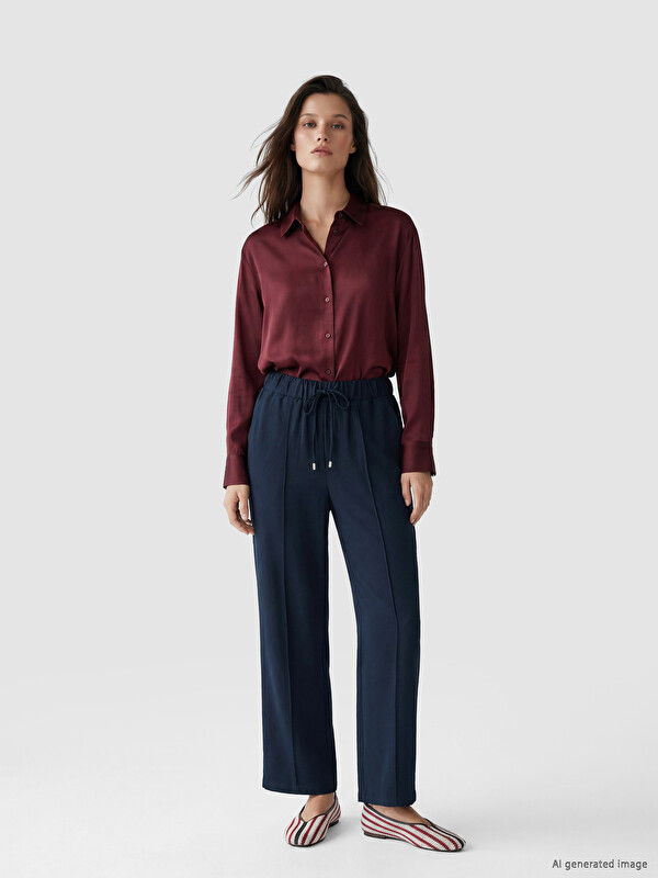 LCW Modest Elastic Waist Wide Leg Women's Trousers