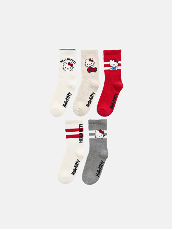 LCW Kids Hello Kitty Gemusterte Mädchen-Knöchelsocken 5er-Pack