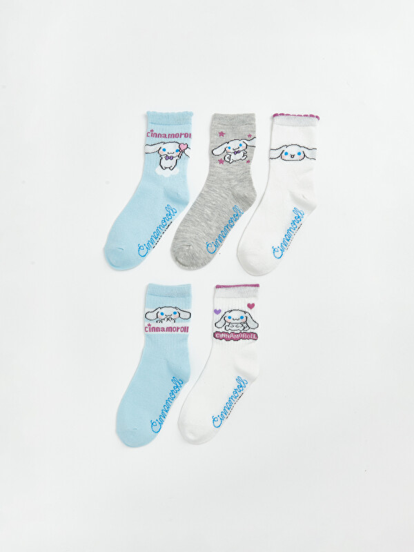 LCW Kids Cinnamoroll Baskılı Kız Çocuk Soket Çorap 5'li
