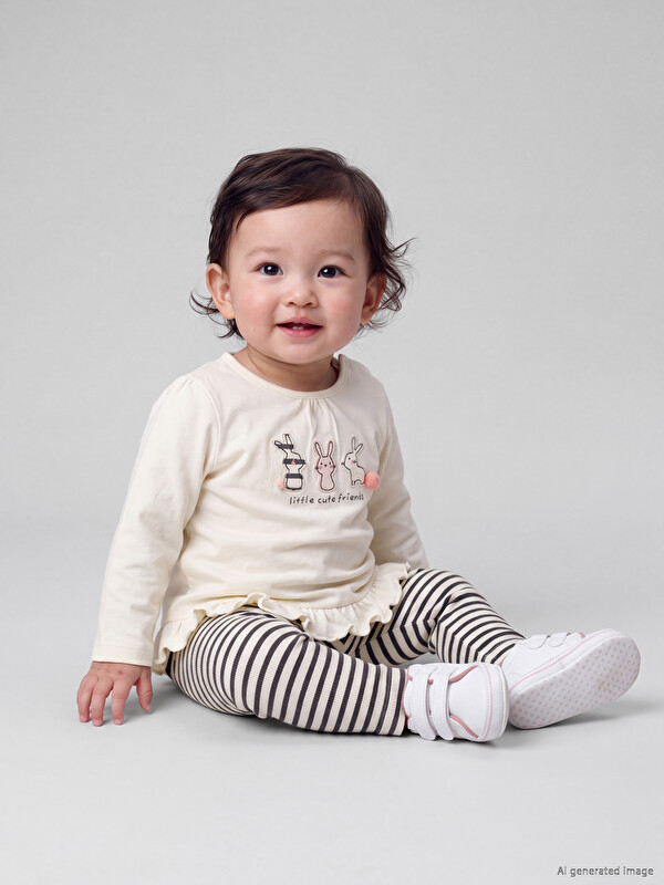 LCW baby Printed Baby Girls' T-shirt and Leggings Set