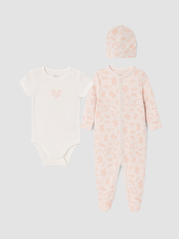 LCW baby Baskılı Kız Bebek 3'lü Takım