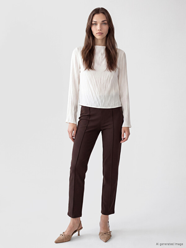 LCW Modest Elastic Waist Women's Cigarette Trousers