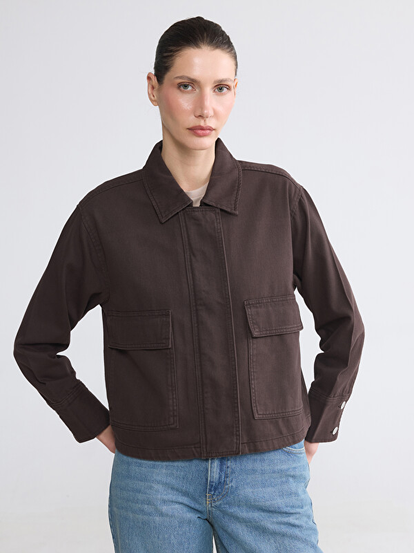 LCWAIKIKI Classic Shirt Collar Flap Pocketed Women's Jean Jacket