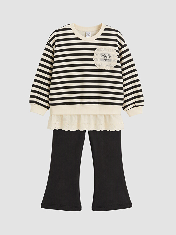 LCW Kids Ruffled Striped Girls' Thick Set