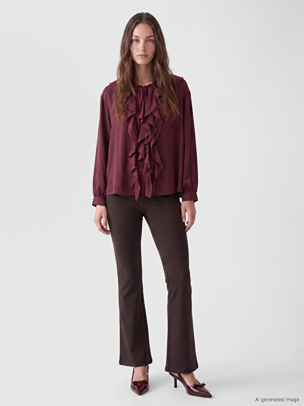 LCW Modest Pantaloni Maro Femeie