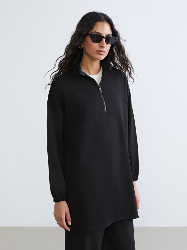 LCW Modest Woman Black Sweatshirt Tunic