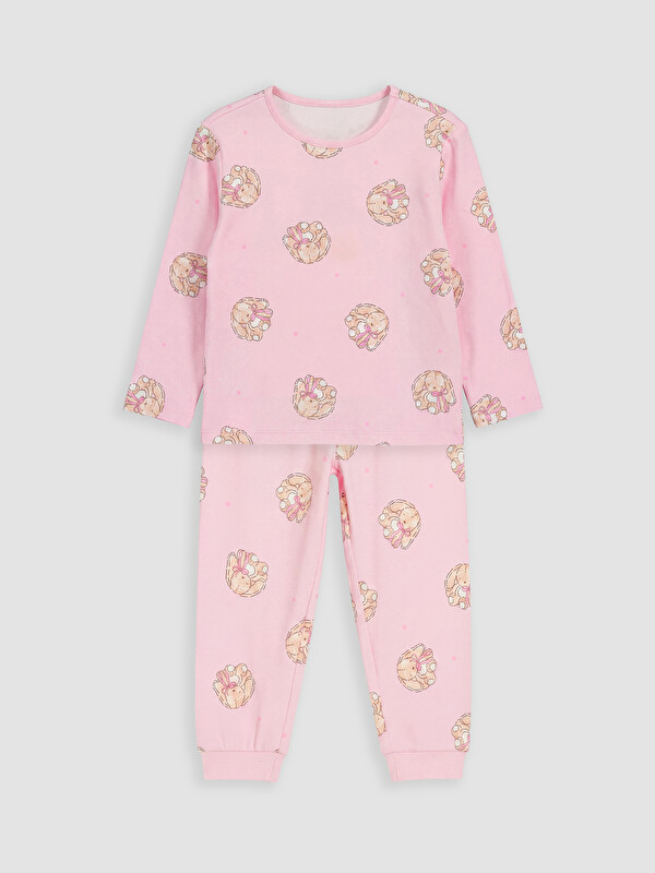 LCW Kids Set de pijamale pentru fete cu model, cu mânecă lungă