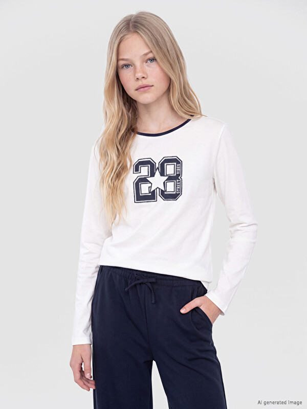 LCW Kids T-shirt e stampuar me jakë të rrumbullakët për vajza