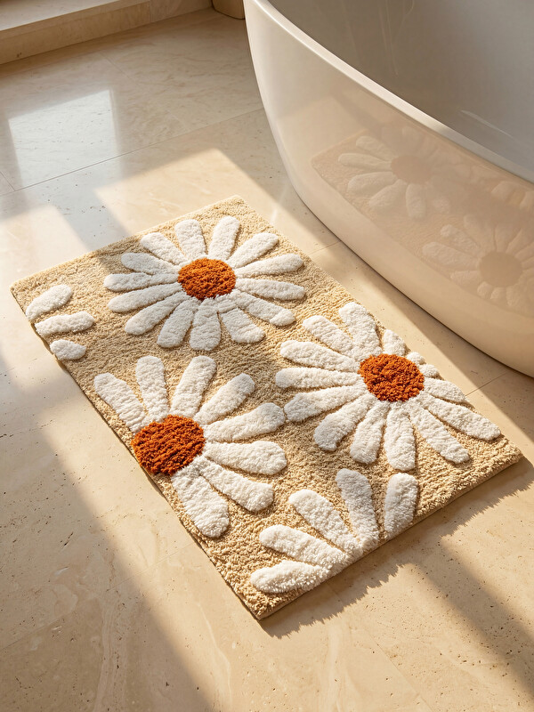 LCW HOME Daisy Patterned Bath Mat 50x80 cm