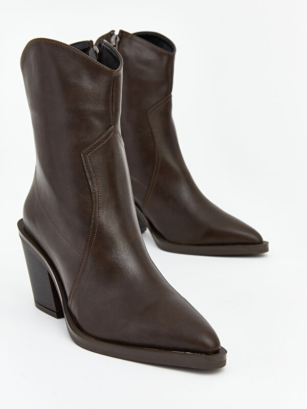 Lcw Steps Kahverengi Lcw Steps Deri Görünümlü Kadın Topuklu Ayakkabı