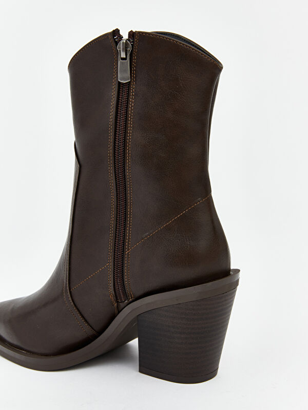 Lcw Steps Kahverengi Lcw Steps Deri Görünümlü Kadın Topuklu Ayakkabı